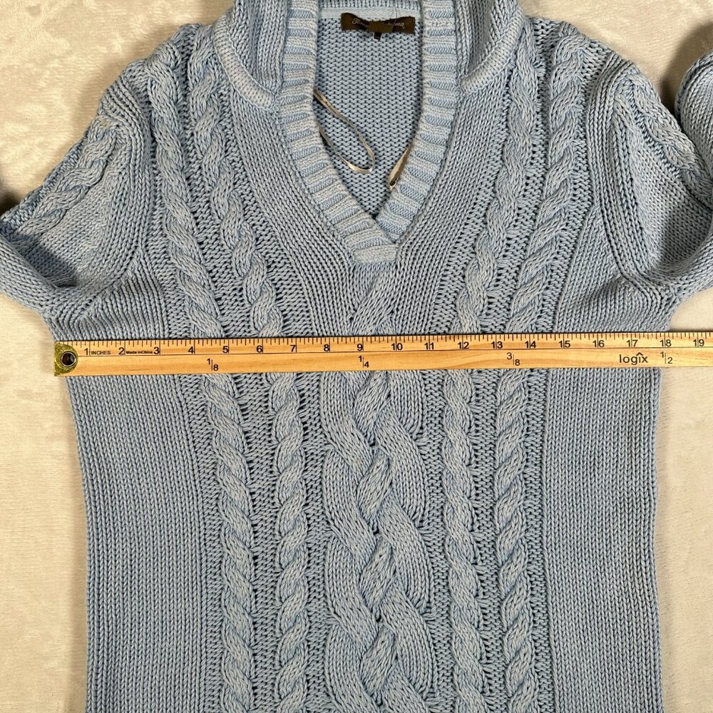 Tommy Bahama Sweater Women Size S Blue Cable Knit Pullover Hooded Long Sleeve - Picture 6 of 8